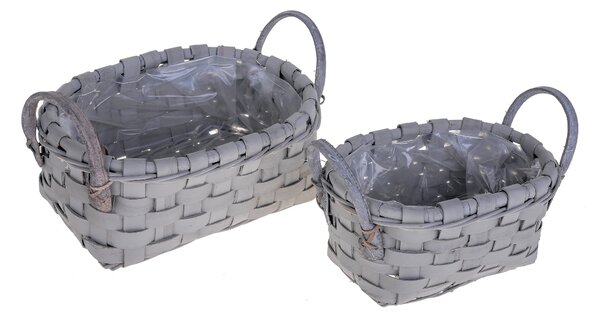 Set 2 Cesti Ovali in Vimini Larghezza 30 cm
