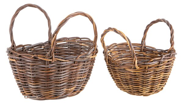 Set 2 Cesti Ovali in Vimini con Manici Larghezza 45 cm