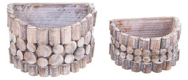 Set 2 Ciotole per Parete in Legno H 12 cm H 9 cm