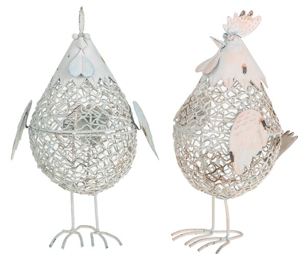Set 2 Contenitori in Rete a Forma di Gallina H 21 cm
