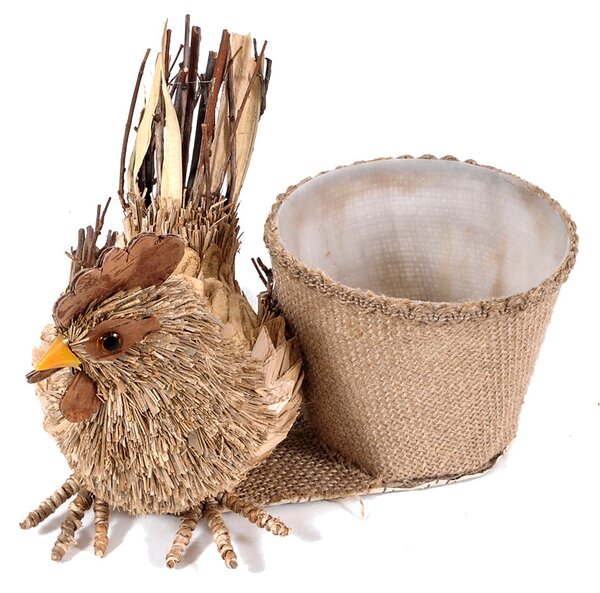 Set 2 Galli Decorativi con Contenitori 15 cm