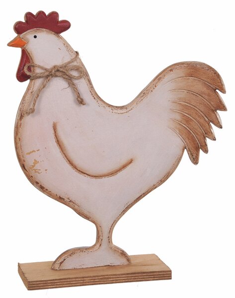 Set 2 Galli Decorativi in Legno H 31,5 cm