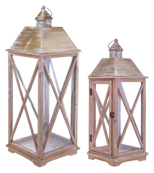 Set 2 Lanterna in Legno H 80 cm
