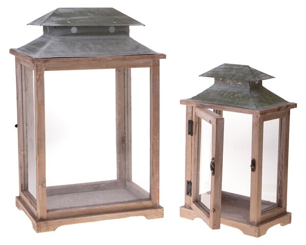 Set 2 Lanterne in Legno H 47 cm