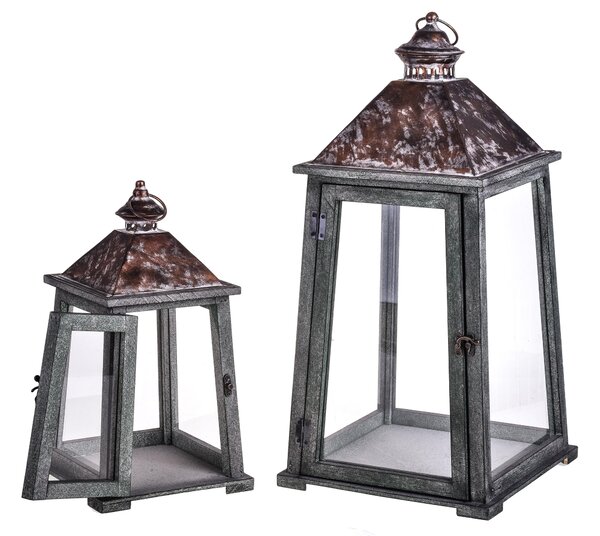 Set 2 Lanterne in Metallo H 59 cm