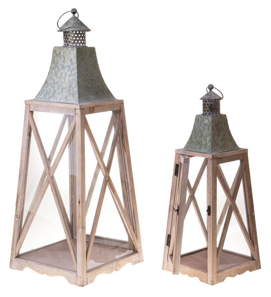Set 2 Lanterne in Legno H 75 cm