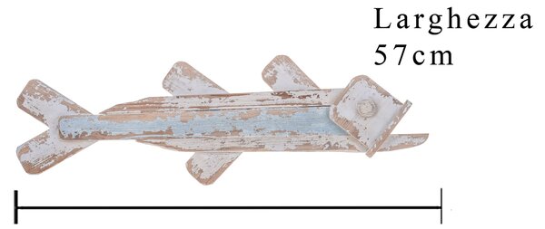 Set 2 Pesci Legno da Appendere 57 cm