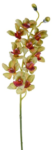 Set 2 Rami Artificiali Cymbidium Real Touch con 10 Fiori e 2 Bocci H 92 cm