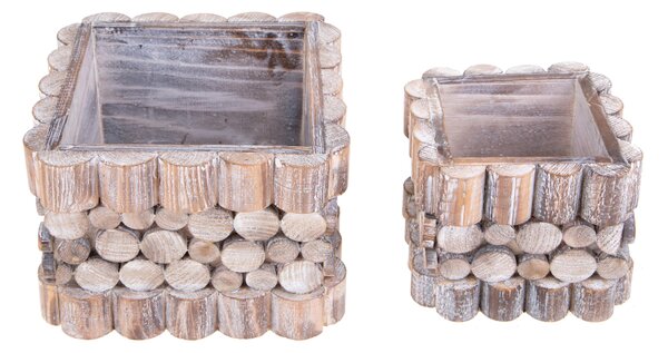 Set 2 Quadrati in Legno H 13 cm H 11 cm