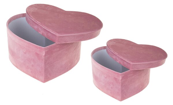 Set 2 Scatole Cuore 27 e 25 cm Velluto
