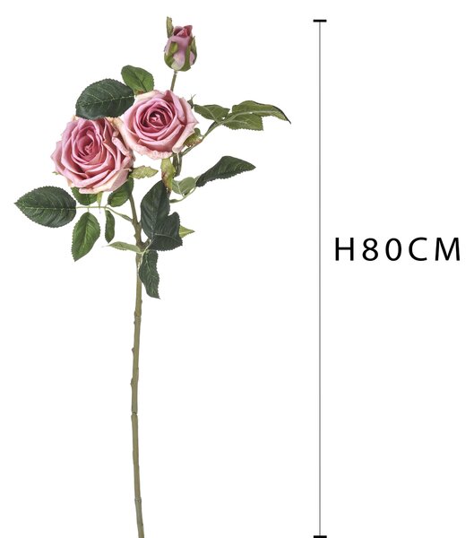 Set 2 Rami Artificiali Rosereal Touch a 3 Diramazioni H 80 cm