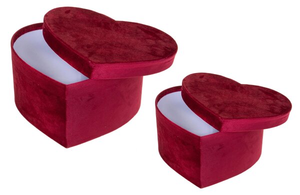 Set 2 Scatole Cuore 27 e 25 cm Velluto