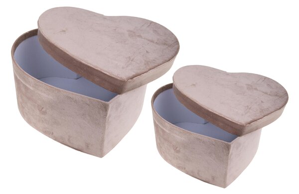 Set 2 Scatole Cuore 27 e 25 cm Velluto