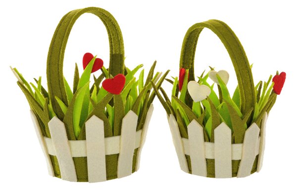Set 4 Cesti con Manico e Cuori Larghezza 15 cm