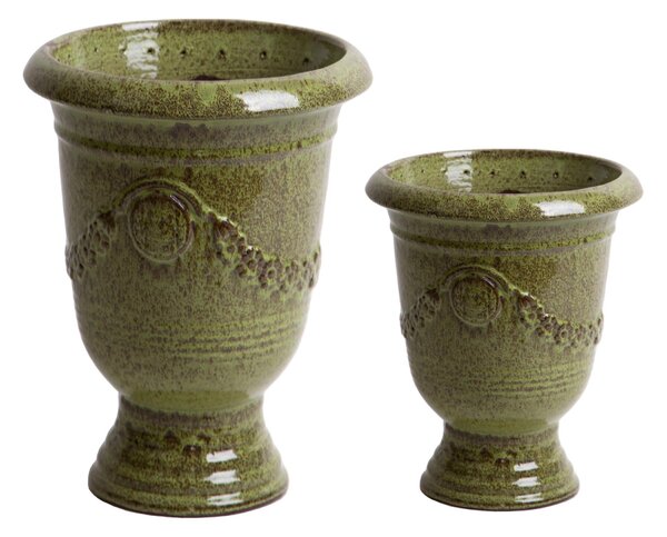 Set 2 Vaso Andalusia in ceramica verde scuro H 58 cm