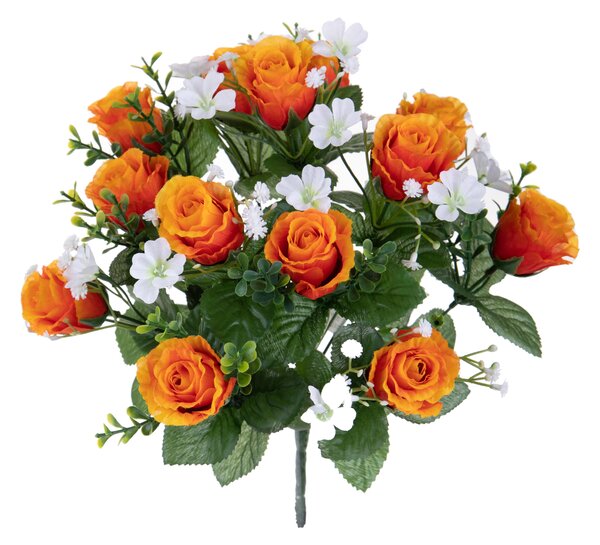 Set 3 Bouquet Artificiali con 13 Rose Gypsophila 33 cm