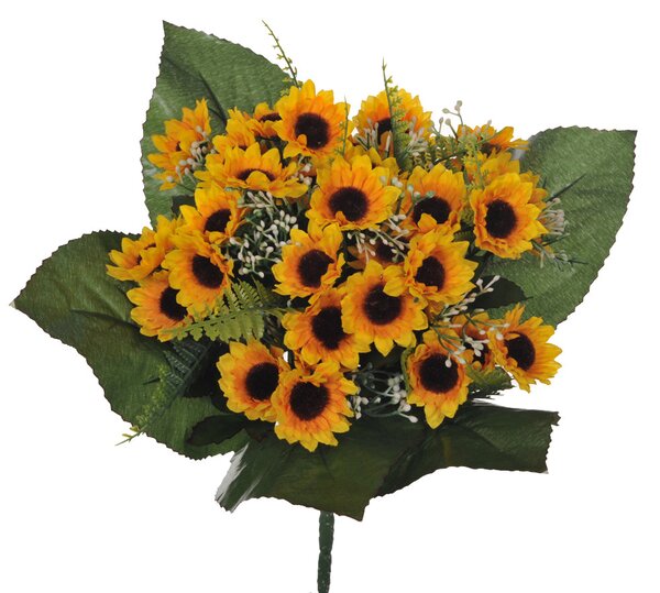Set 3 Bouquet Artificiali di Girasoli con 12 Fiori H 33 cm