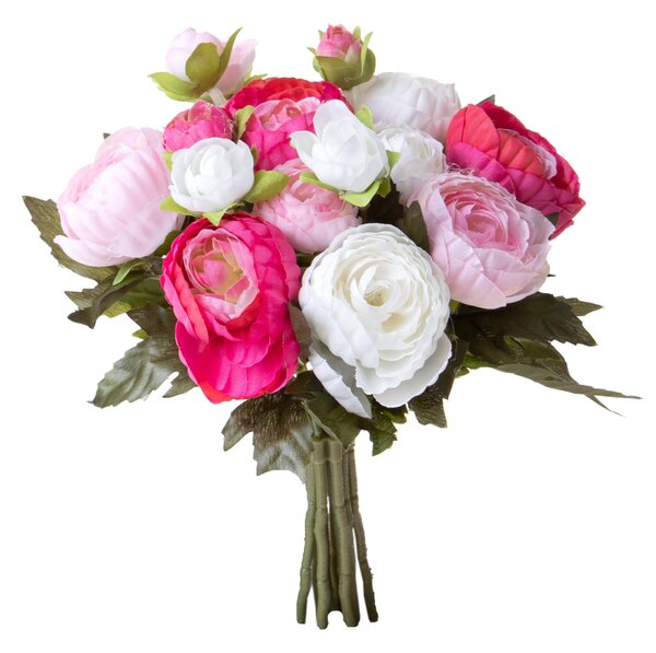 Set 3 Bouquet Artificiali Ranuncoli con 12 Fiori H 25 cm