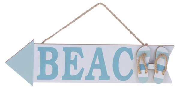 Set 3 Cartelli a Forma di Freccia con Scritta Beach Larghezza 39 cm