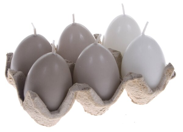 Set 18 Candele a Forma di Uova con Plateau H 7 cm