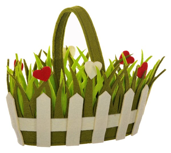 Set 3 Cassette Ovale con Manico e Cuori Larghezza 25 cm