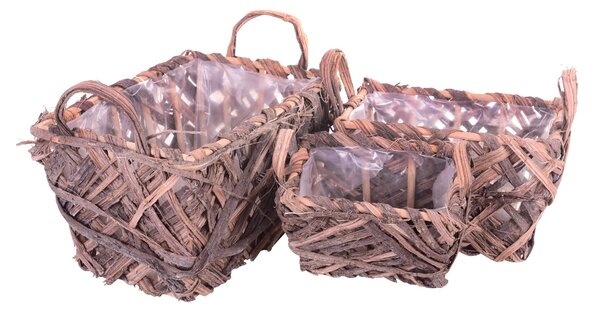 Set 3 Cesto Rettangolare in Vimini Larghezza 34 cm