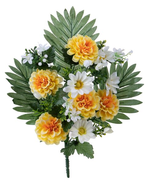Set 3 Fiori Artificiali Frontale Dalia Margherita per 12 fiori 49 cm
