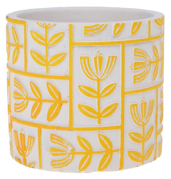 Set 3 Contenitori Decorativo Disegno Rilievo Ø 14 H 13 cm