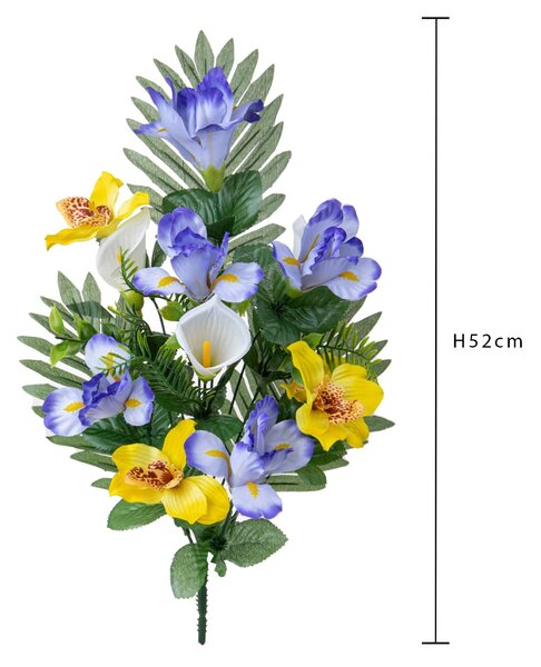 Set 3 Fiori Artificiali Frontale Iris Calle 52 cm