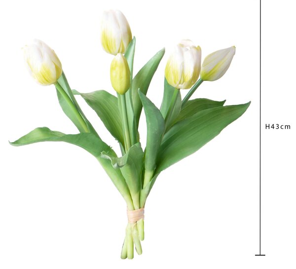 Set 3 Fiori Artificiali Tulipano per 5 Fiori 43 cm