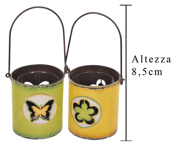 Set 3 Porta Candele con Farfalla e Quadrifoglio Altezza85 cm