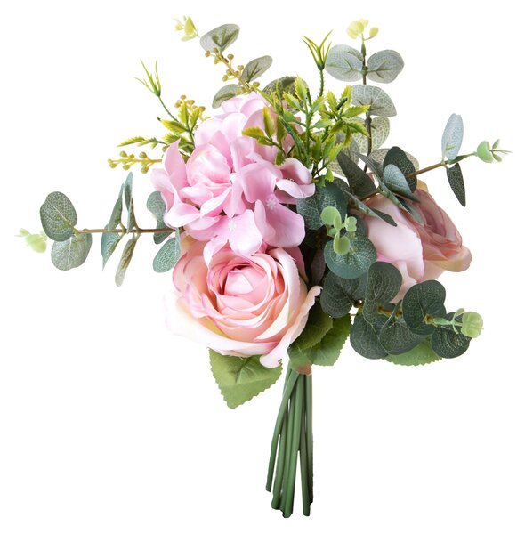 Set 4 Bouquet Artificiali Rose Ortenzia 40 cm