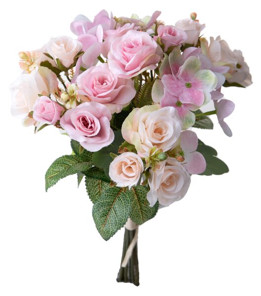 Set 4 Bouquet Artificiali Rose Ortenzie 36 cm