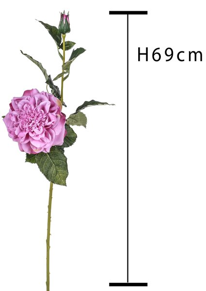 Set 4 Rose Artificiali con Boccio H 69 cm