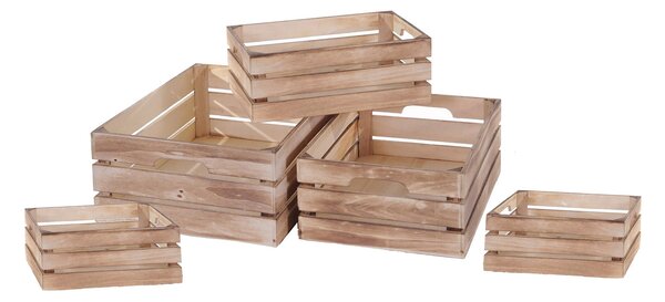 Set 5 Cassetta Legno 40x30x15H cm