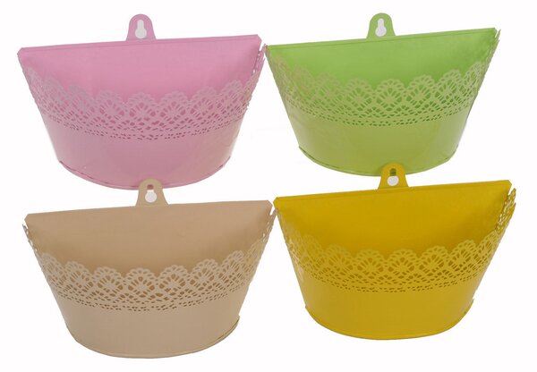 Set 6 Contenitori da Appendere Decorato con Trina H 10 cm