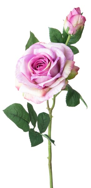 Set 6 Rami Artificiali con 3 Rose Real Touch H 65 cm
