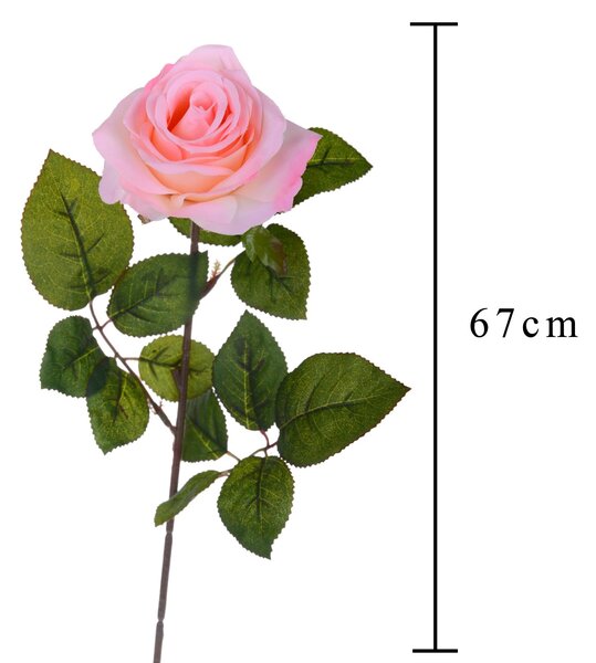 Set 8 Rose Artificiali Singola H 67 cm