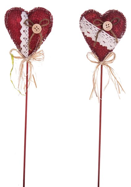 Set 9 Rami in Legno Cuori Trina H 10 cm