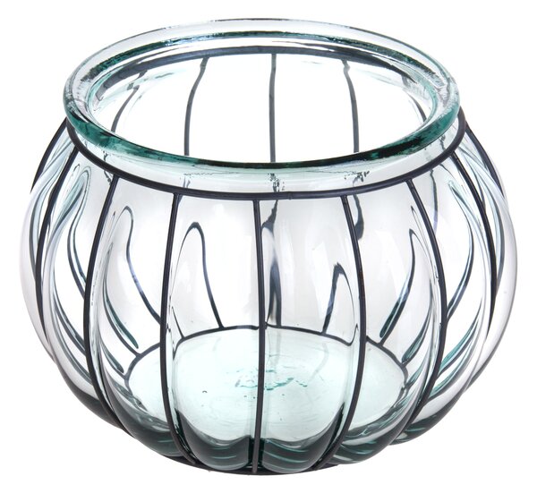 Vaso Porta Candela con Metallo 25 H 18 cm
