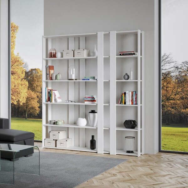 Libreria Moderna 5 Ripiani 178x36x204 cm in nobilitato Bianco