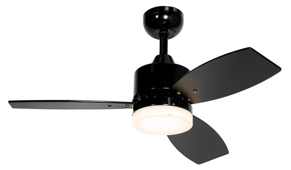 Ventilatore da soffitto per esterni nero 91,3 cm con LED dimmerabile con telecomando IP44 - Toledo
