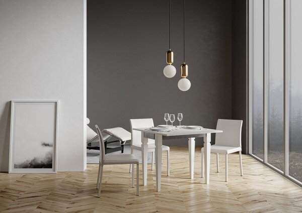 Consolle Allungabile 90x45-90x80 cm in Nobilitato Bianco