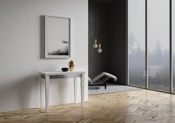 Consolle Allungabile 90x45-90x80 cm in Nobilitato Bianco