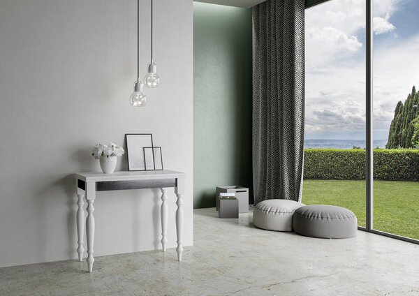 Consolle Allungabile 90x45-90x80 cm in Nobilitato Bianco