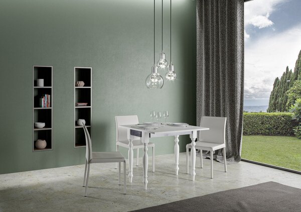 Consolle Allungabile 90x45-90x80 cm in Nobilitato Bianco