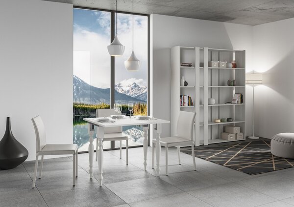 Consolle Allungabile 90x45-90x80 cm in Nobilitato Bianco