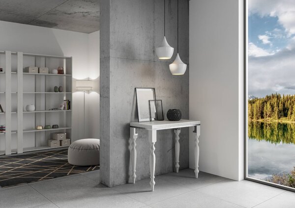 Consolle Allungabile 90x45-90x80 cm in Nobilitato Bianco