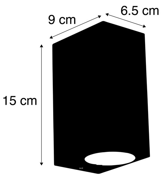 Set di 2 applique moderne nere a 2 luci IP44 - Baleno