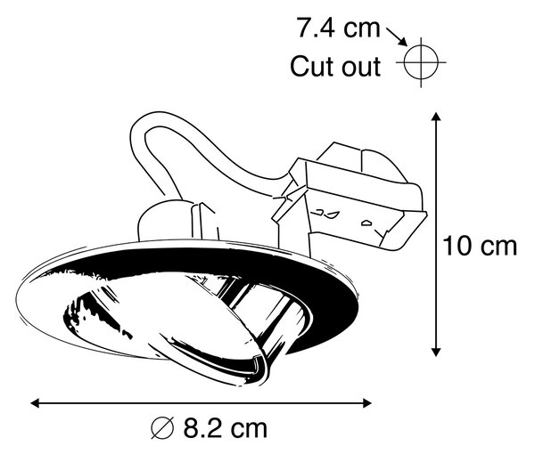 Set di 6 faretti da incasso moderni neri inclinabili - Edu